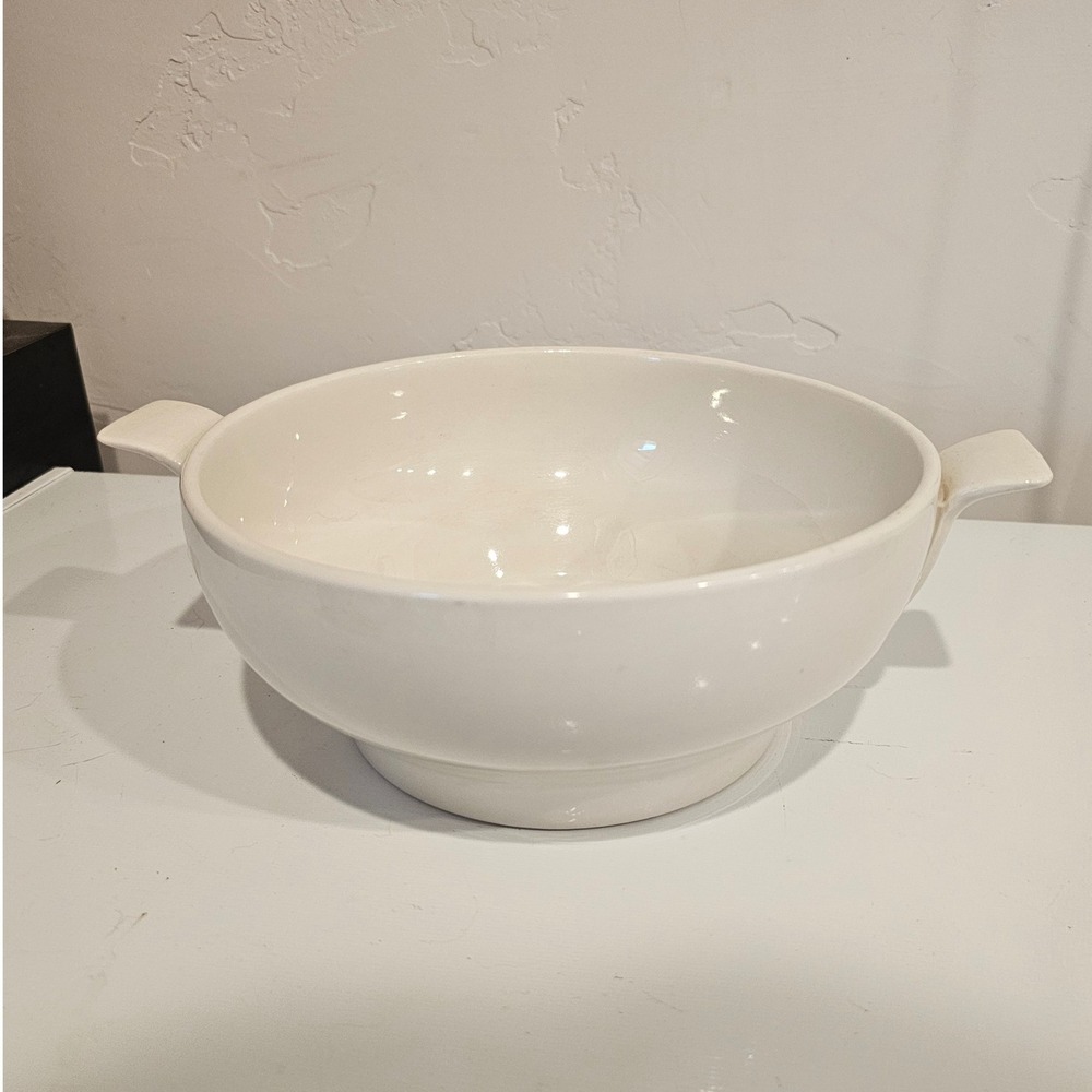 Vintage Hall China Rice Serving Bowl Ivory White USA 8.5" Double Handle